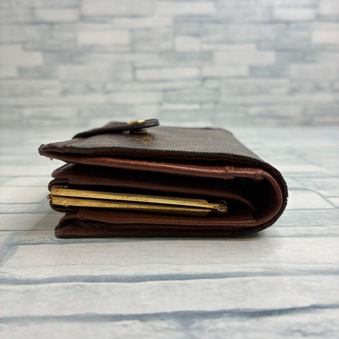 美品50 VUITTON ルイヴィトン モノグラム 二つ折り財布 がま口 ku8