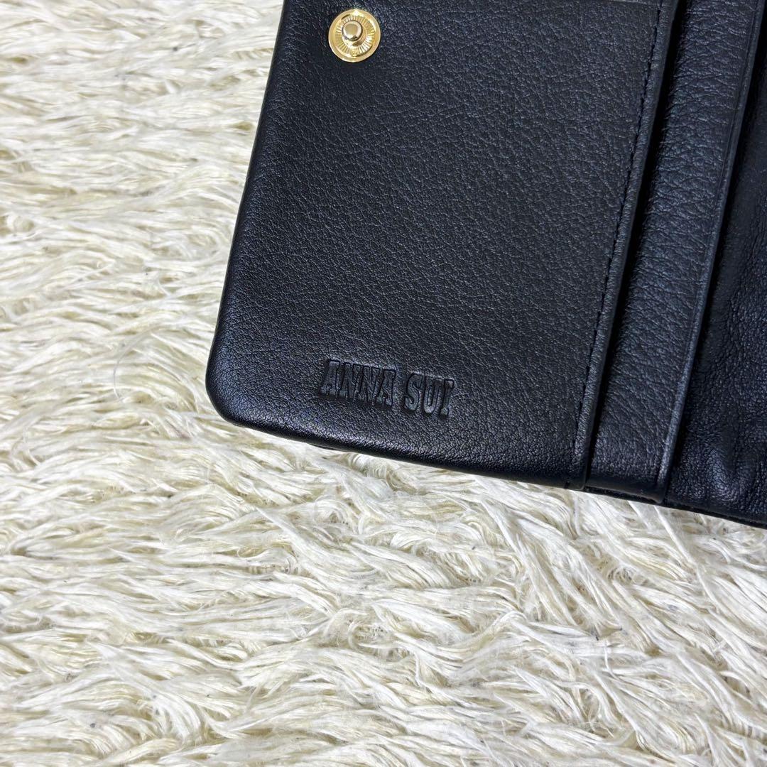 【未使用級】アナスイ プレイングキャット 折り財布 がま口 ブラック レディース