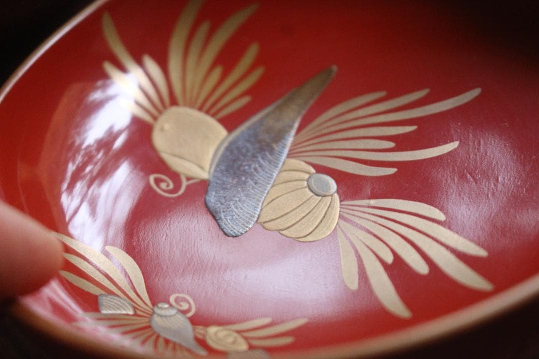 時代逸品！時代金縁朱漆に極上貝尽くし蒔絵の映えるお椀2点（検輪島塗雑煮椀