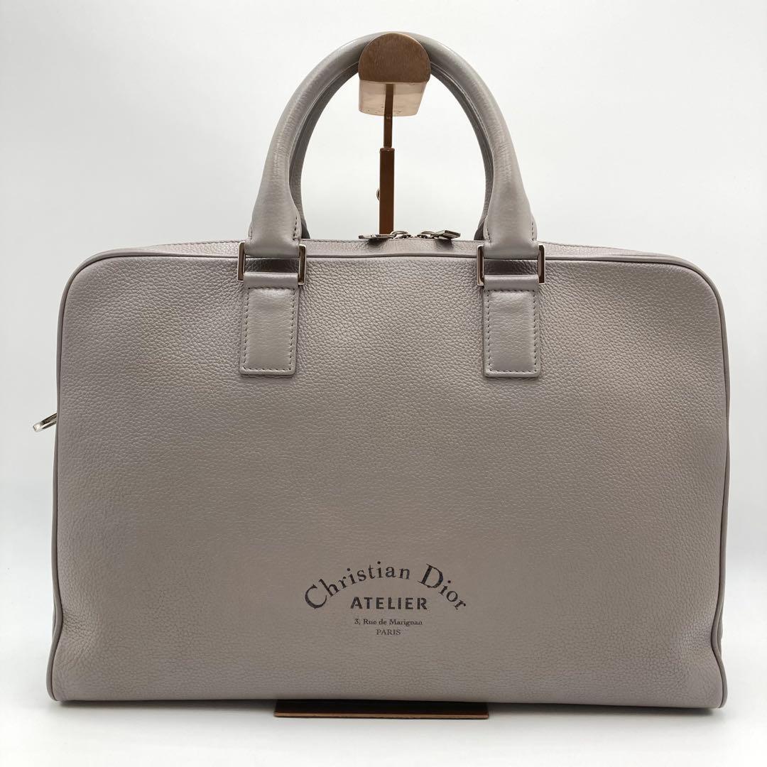 ち✨ Dior HOMME アトリエ ビジネスバッグ 本革 グレー ロゴ