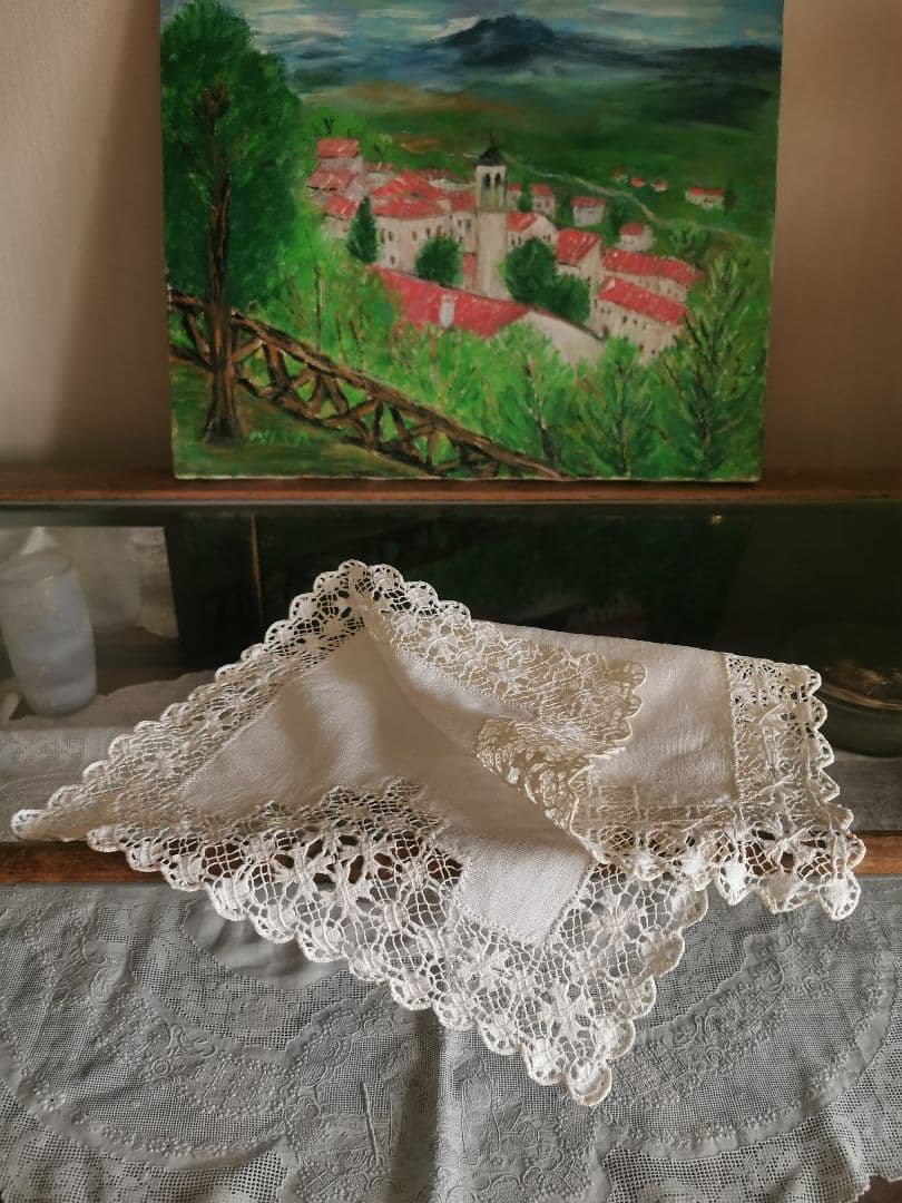 アンティークイギリス ホワイトニードルワークsabaレース梯子刺繍