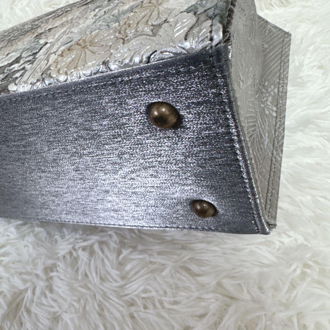 ◆エリス◆シルバー　和柄　和装　高級ハンドバッグ