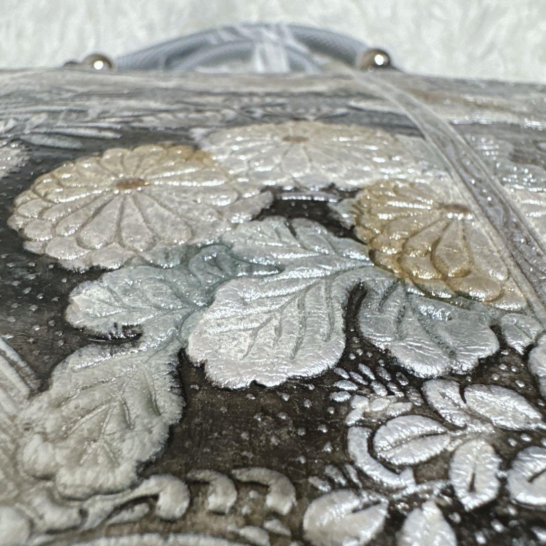 ◆エリス◆シルバー　和柄　和装　高級ハンドバッグ