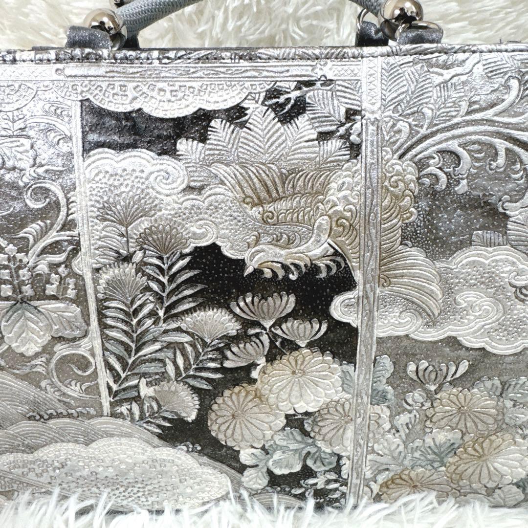 ◆エリス◆シルバー　和柄　和装　高級ハンドバッグ