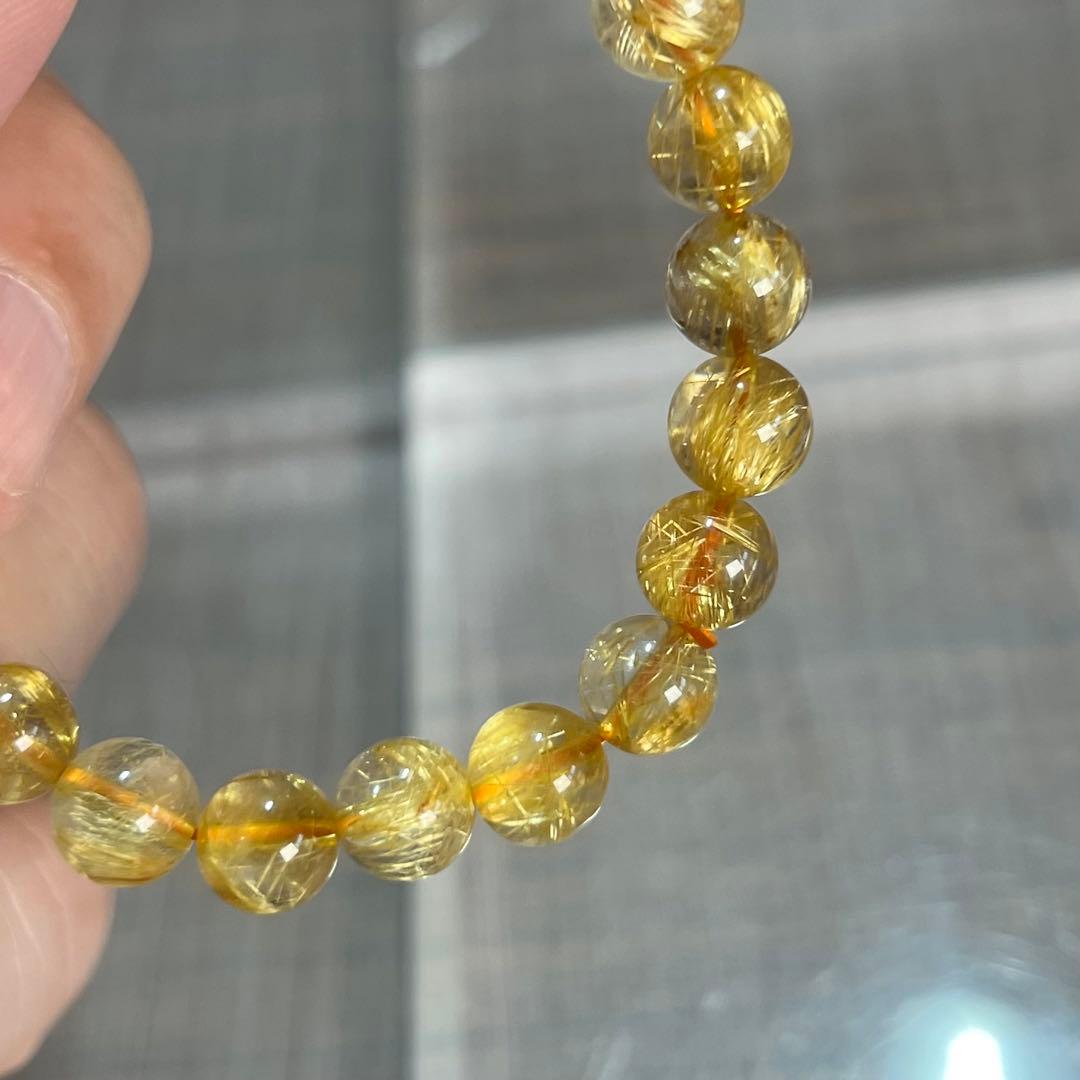 針美しさと透明度抜群　高品質　ゴールドルチルブレスレット　2