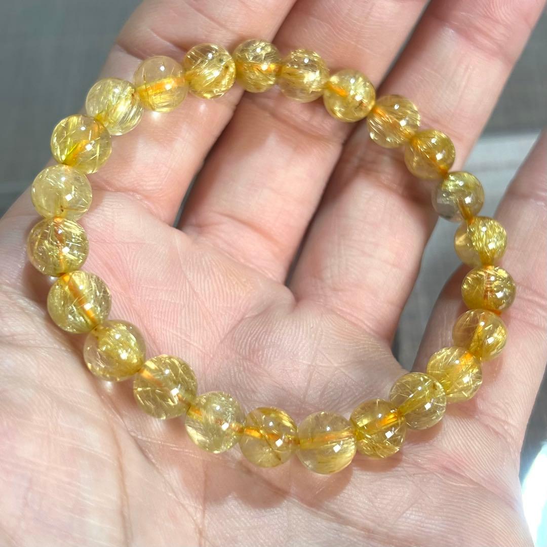 針美しさと透明度抜群　高品質　ゴールドルチルブレスレット　2