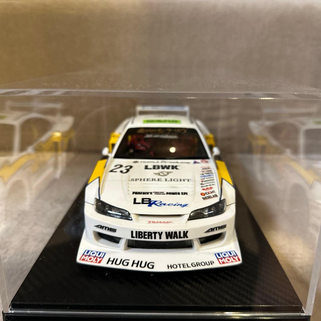 LBWK レースカー 1／18ミニカー S15ホワイト/イエロー