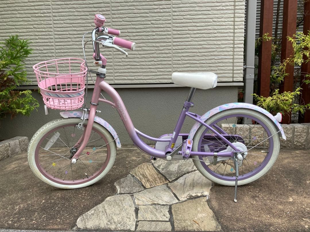 美品】メゾピアノ 18インチ 子供用自転車 ピンクパープル 屋内保管