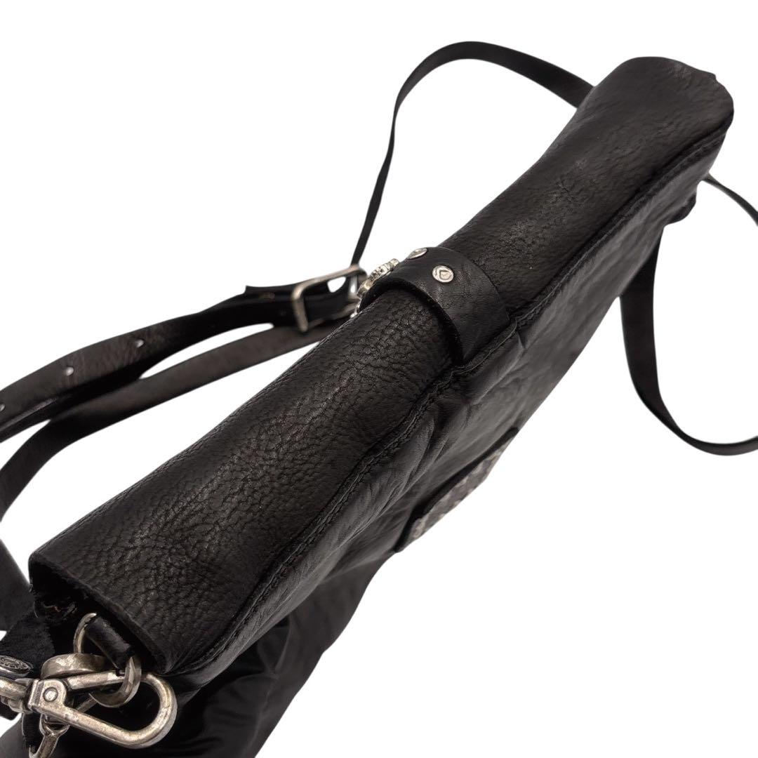 極美品 カンポマッジ スタッズ ショルダーバッグ 黒 レザー イタリア製