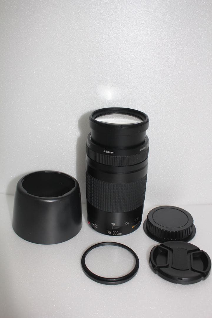 極上品☆フード付☆迫力の300㎜☆キャノン Canon EF75-300㎜