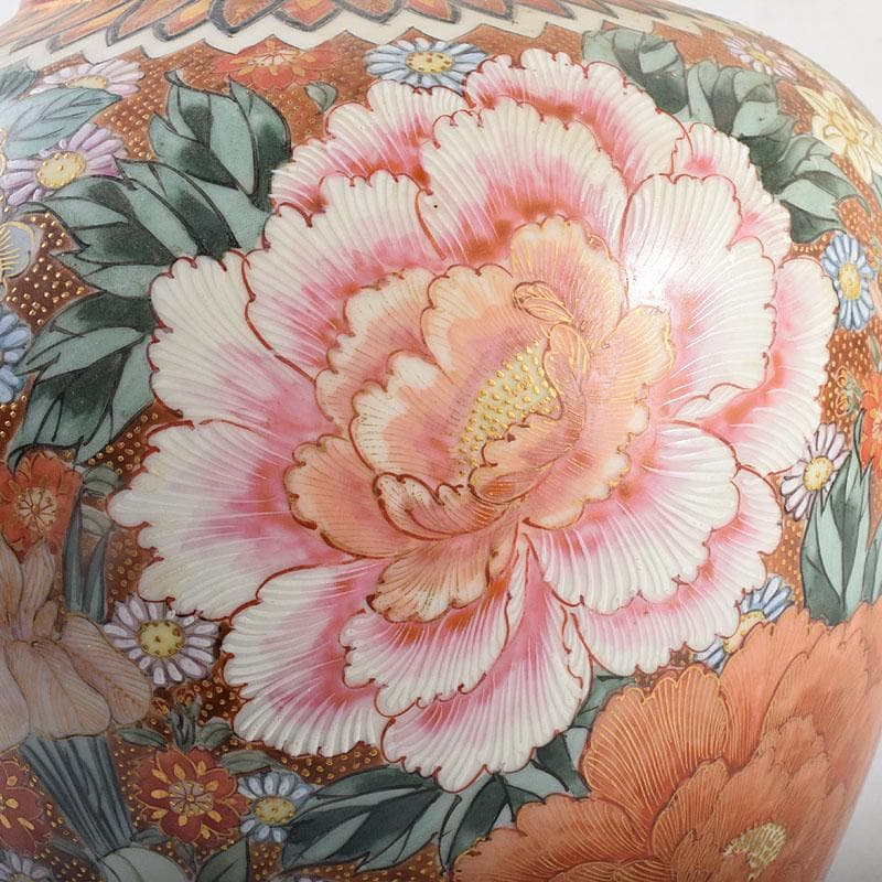 りか様専用 九谷焼名工 九谷中田錦玉 百花繚乱 花詰文壷 花入 D R8825H