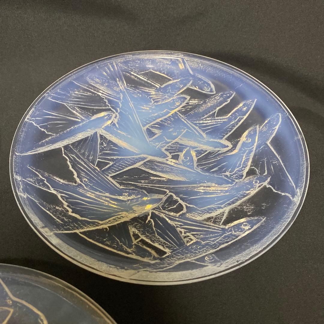 小柴外一　オパールセント　乳白　ガラス　トビウオ　中皿　5枚　セット