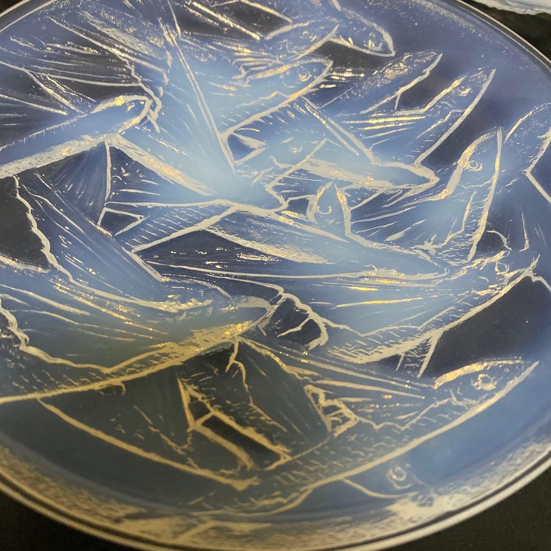 小柴外一　オパールセント　乳白　ガラス　トビウオ　中皿　5枚　セット