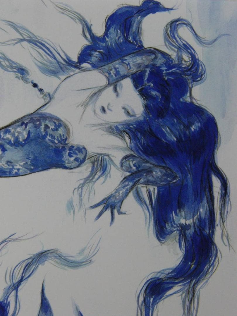 天野喜孝、【La Luna Blu】、希少な額装用画集より、新品額装付、状態良好