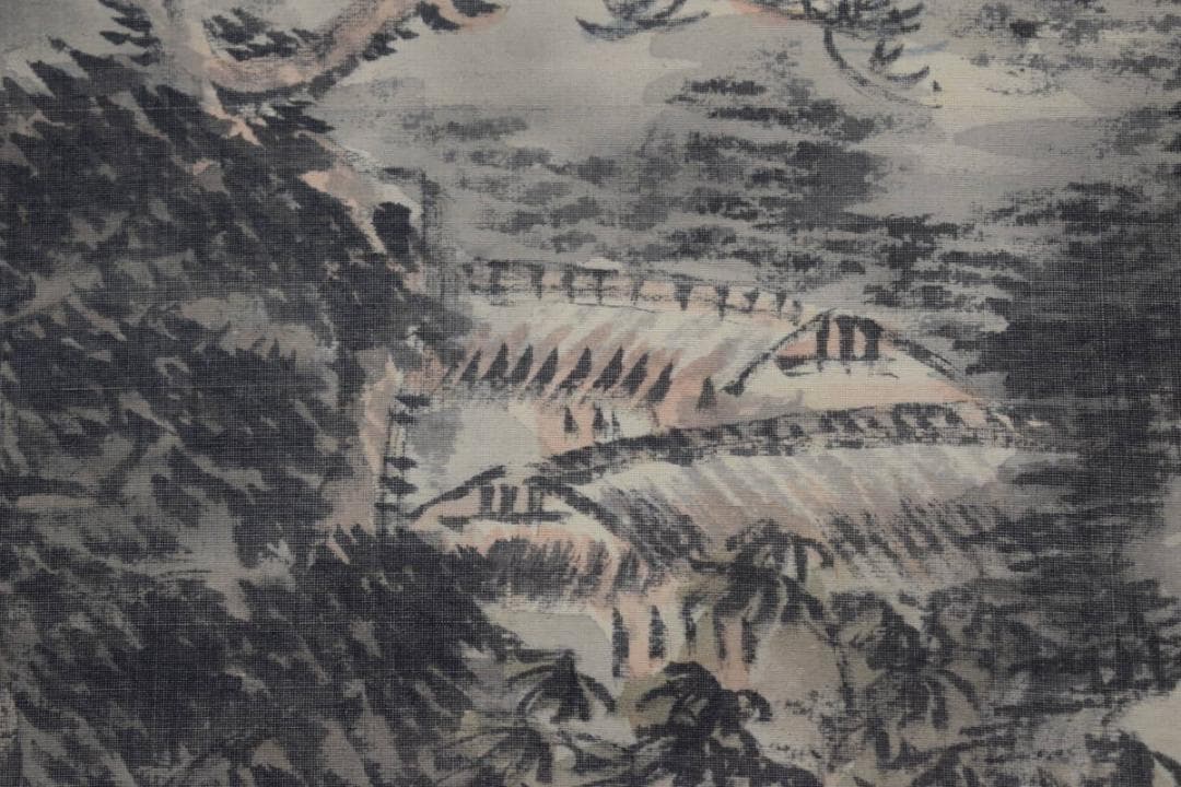 真作】古川竹雲/山水人物画賛/掛軸☆宝船☆Y-771 JM