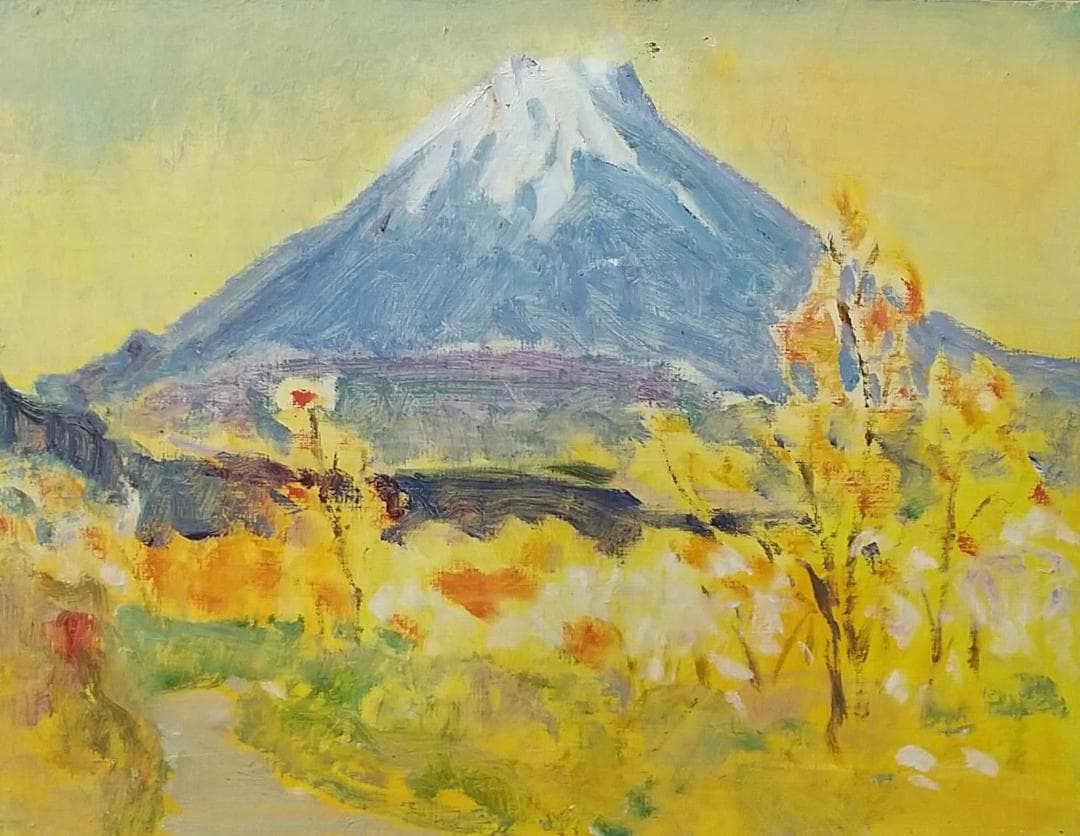 本栖湖にて」F6 絵画 油絵 油彩画 アート 風景画 富士山