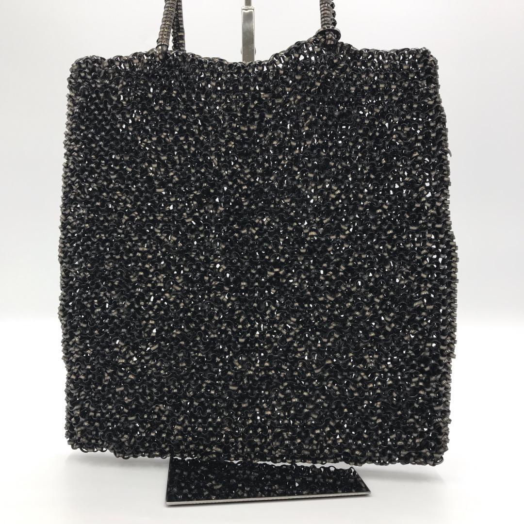 【極美品】 ANTEPRIMA アンテプリマ ハンドバッグ 編み込み 黒 光沢◎
