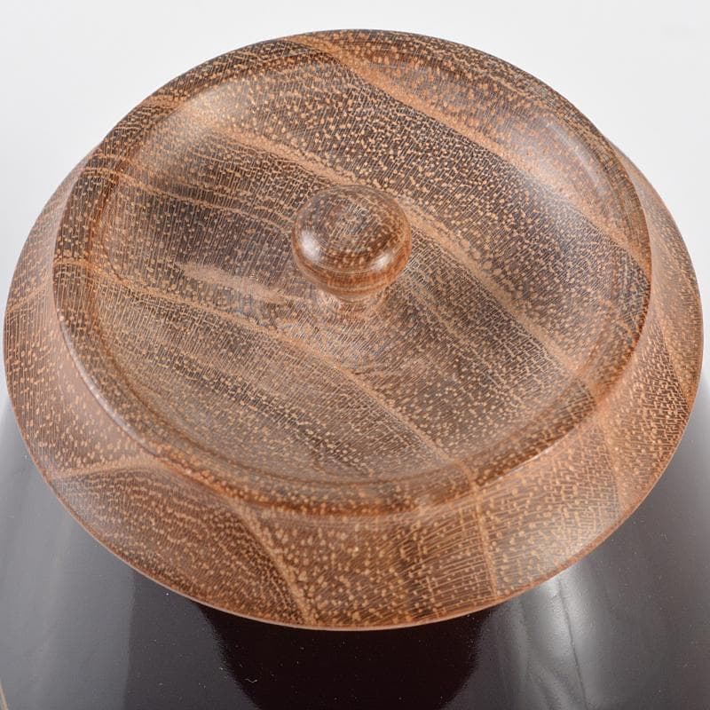 茶道具　山中塗　筑城筑良造　螺鈿装飾　虫絵　茄子茶器　共箱　V　R6405