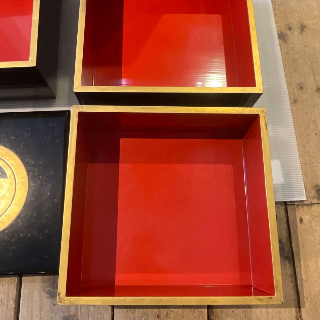 え*こ様 黒塗金紋　大重箱　重箱　年代物　骨董品　工芸品　漆塗り　インテリア　希