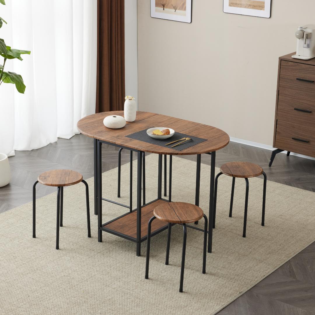 数量限定！4人用ダイニング 5点セット ダイニングテーブル　オシャレ　BROWN