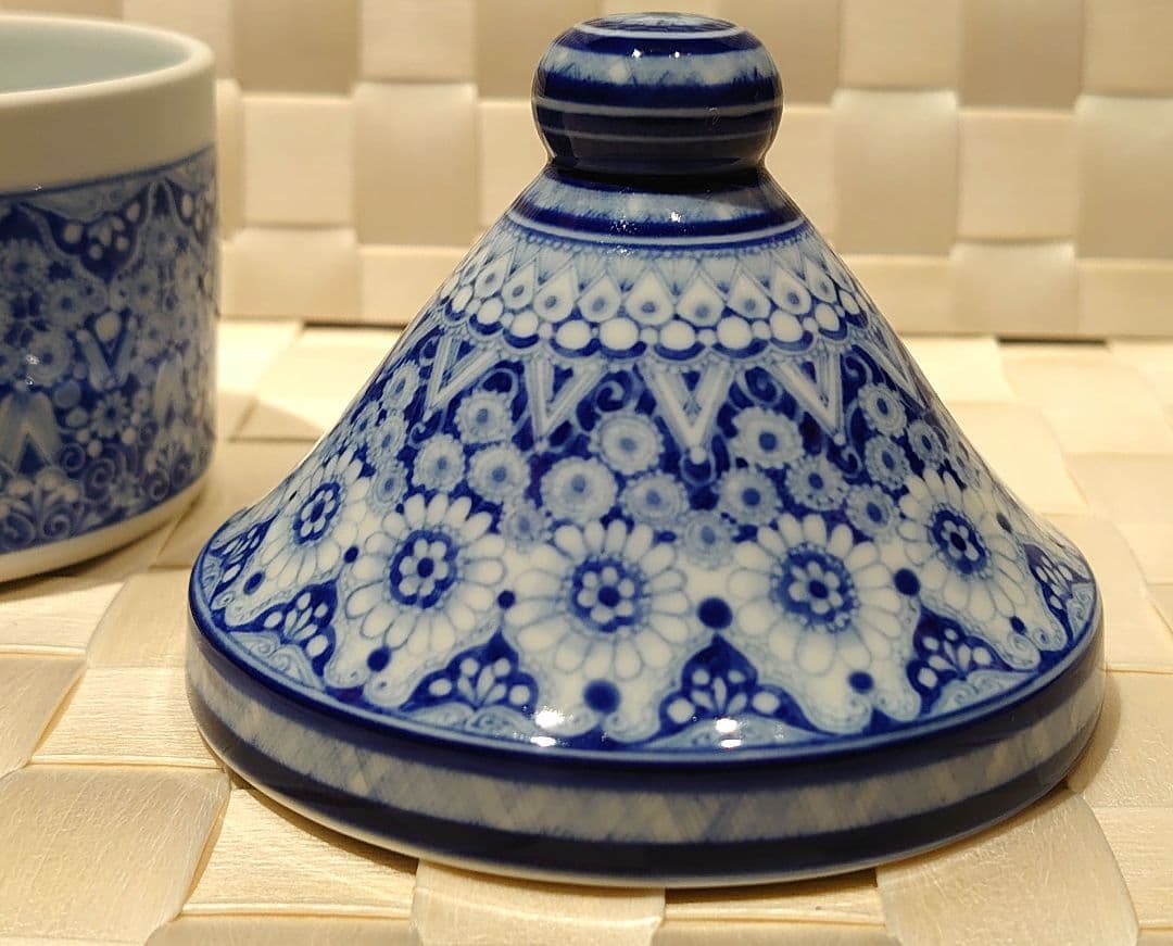 橋本よしこ　蓋物　染付