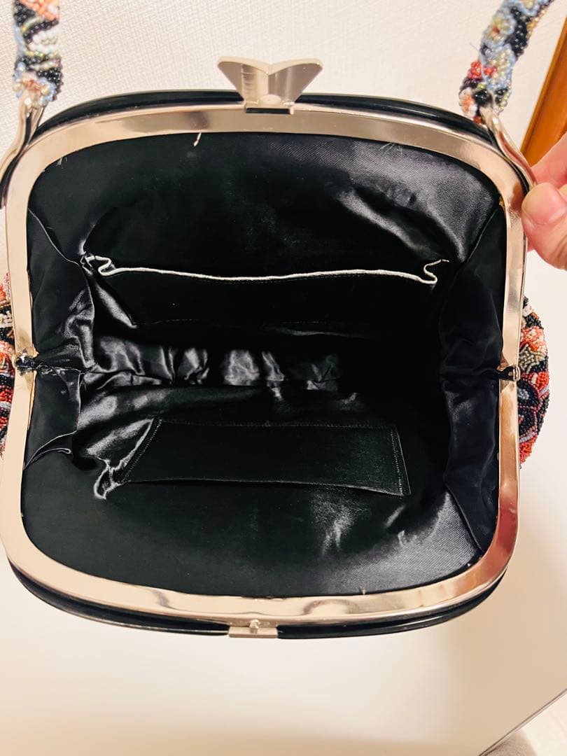 美品　総ビーズバッグ　昭和レトロ　和装　がま口