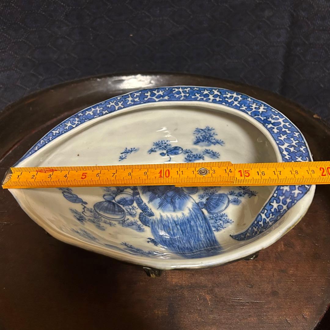 珍品古伊万里（平戸焼、湖東焼？） あわび型の変形皿 無傷 本物保証