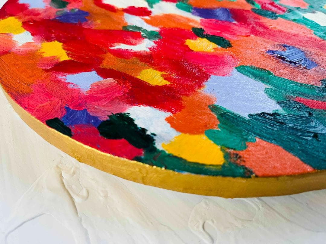 油彩 絵画 『Wild Flowers 2025』丸形直径30cm 絵画 原画