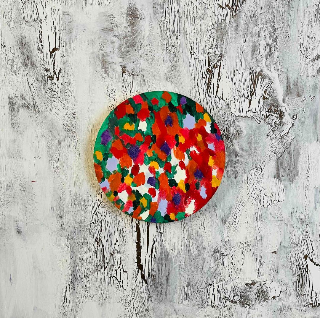 油彩 絵画 『Wild Flowers 2025』丸形直径30cm 絵画 原画