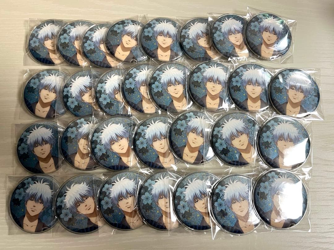 銀魂 坂田銀時 グリッター缶バッジ 扇シリーズ 30個