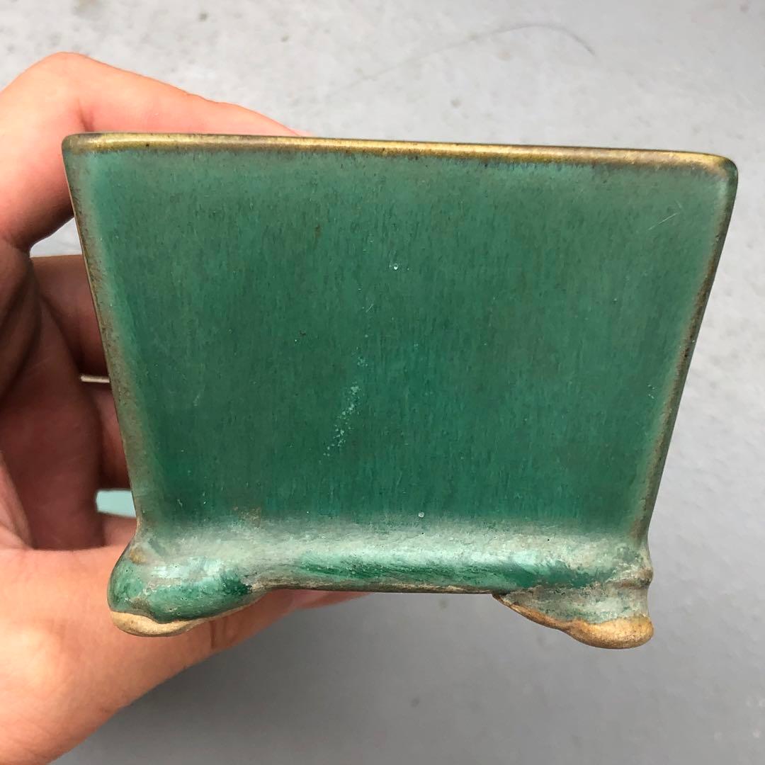 362.松峰 雲足正方2点 盆栽鉢 植木鉢 8*8*5.7cm