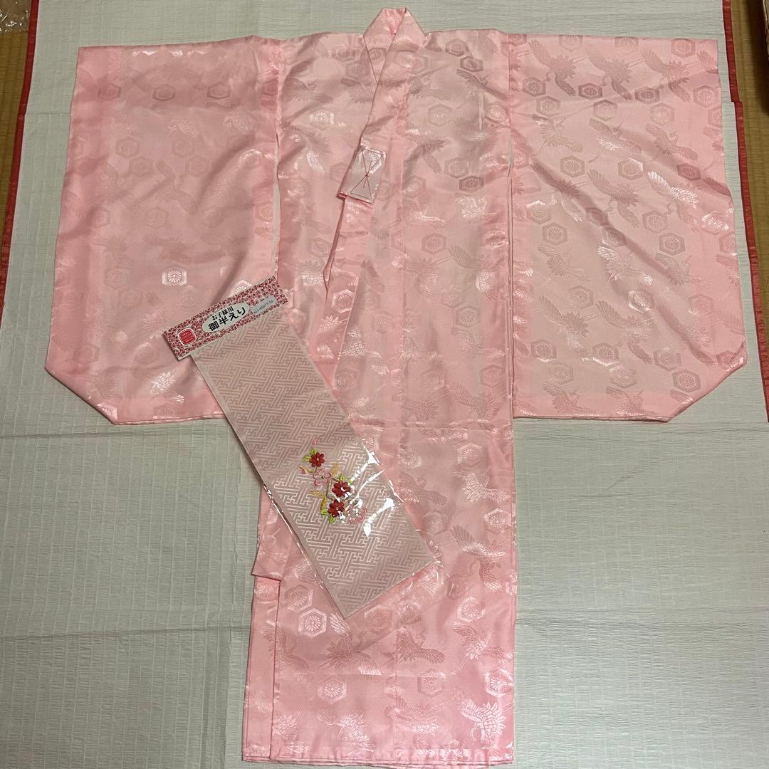 七五三 3歳 フルセット 総絞り 着物 正絹 被布 刺繍 三歳 赤 草履 753