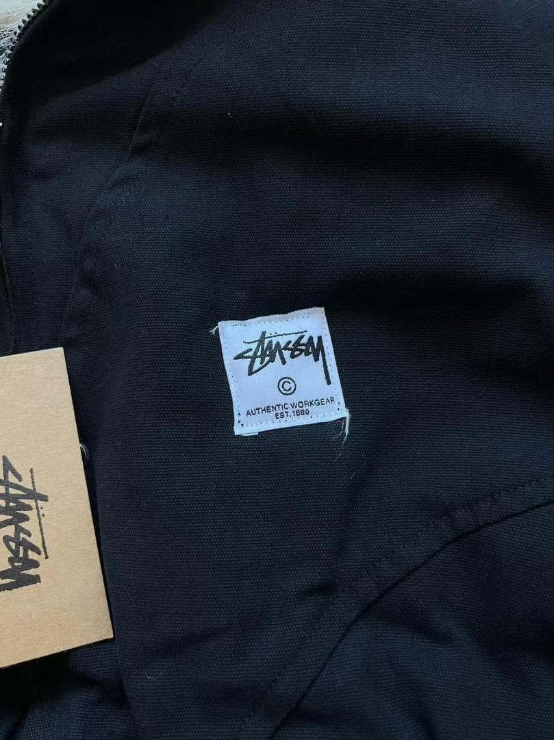 Stussy フードファージャケット ブラック M