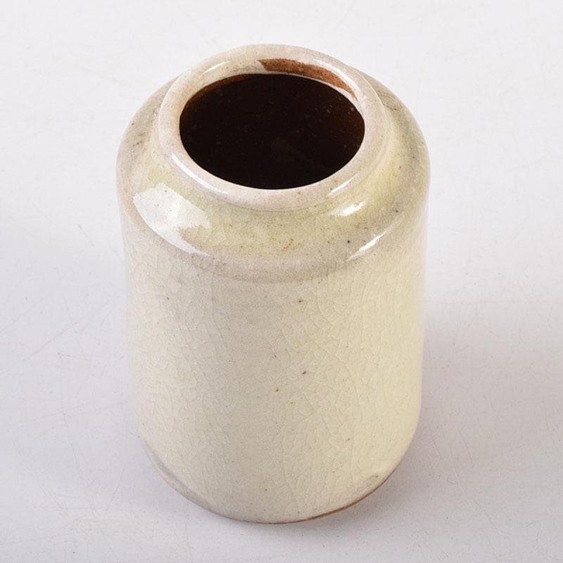 茶道具 萩焼 古萩 清水茂生作 茶入 仕覆付 共箱 V 7225