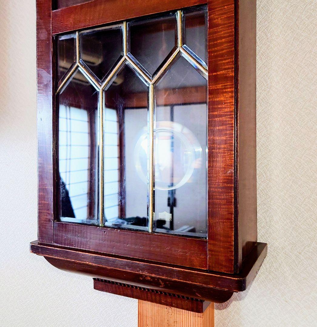 〈完動・美品〉精工舎　ステンドグラス調　スリゲル宮型ゼンマイ振り子時計