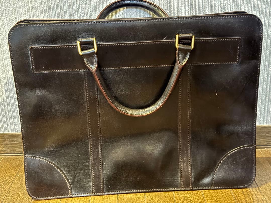 GANZO ダークブラウン レザー ビジネスバッグ　ブライドルレザー