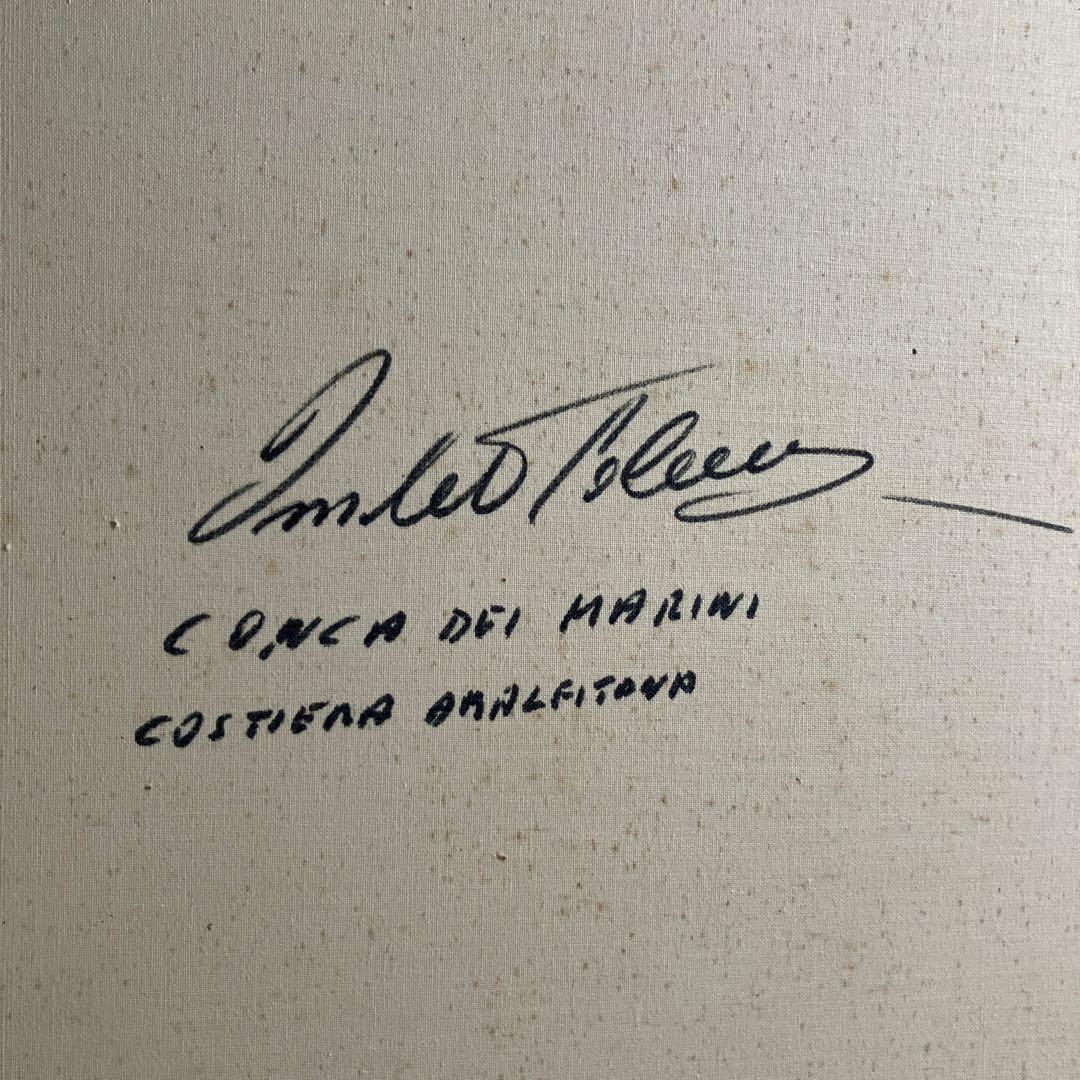 Amleto Colucci イタリア画家 油絵 風景画 海辺の家 オリジナル