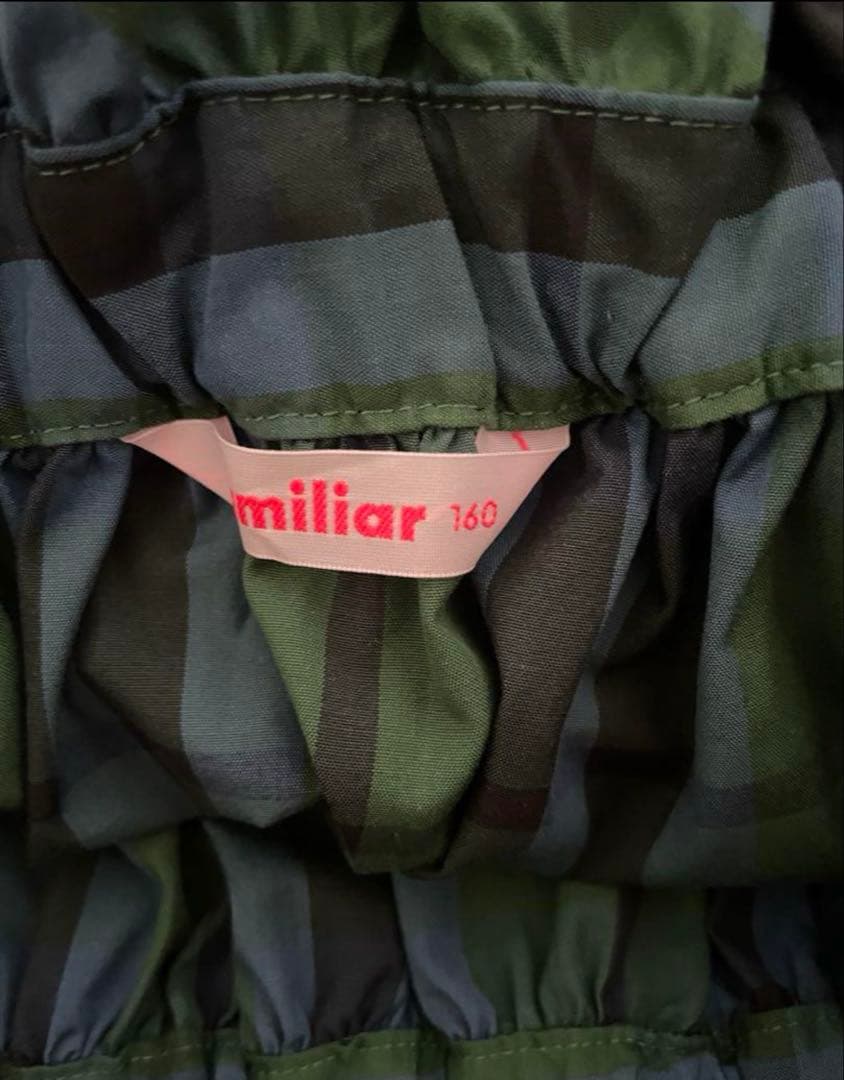 美品　ファミリア　ファミリアチェック　スカート　160 グリーン