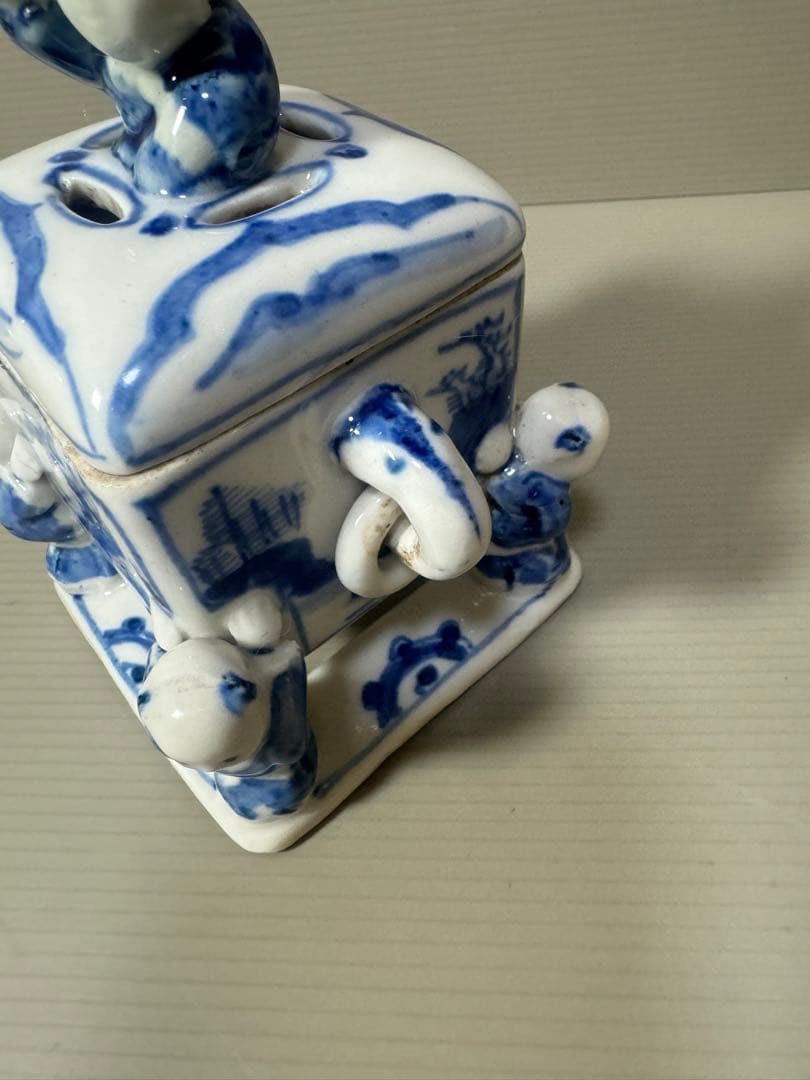 2131 骨董 『大明成化年製』銘 五童戯亀文香炉 時代物