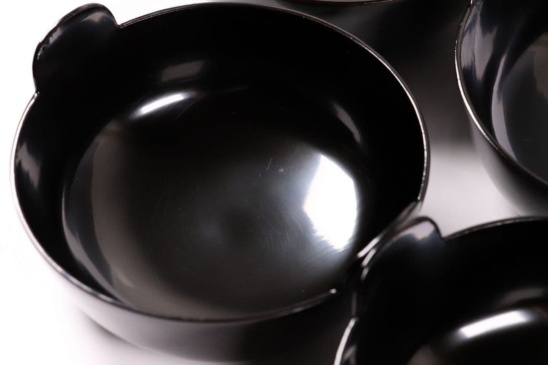 MA27 木製漆器 鍋形菓子椀 十客 鯛蒔絵 金蒔絵 色蒔絵 黒塗 木箱 魚