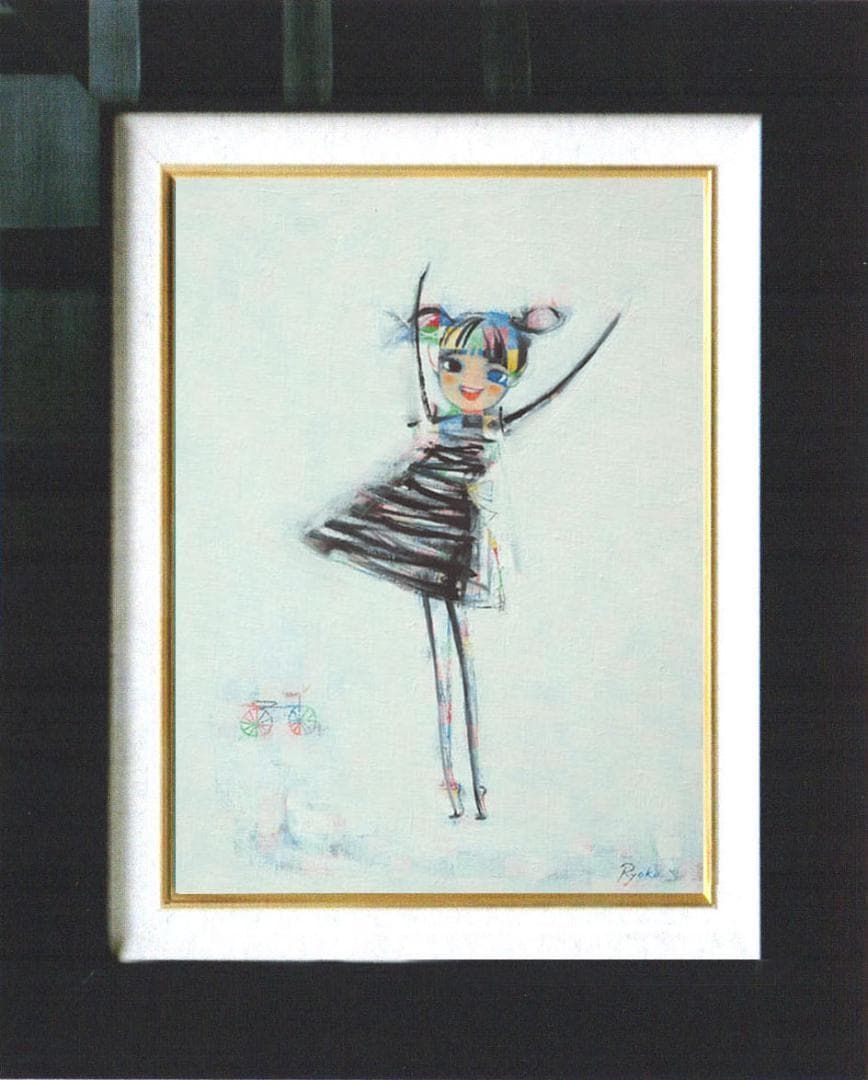 油絵 菅家令子 絵 絵画 インテリア 額付(銀）F4-080815 可愛い女の子