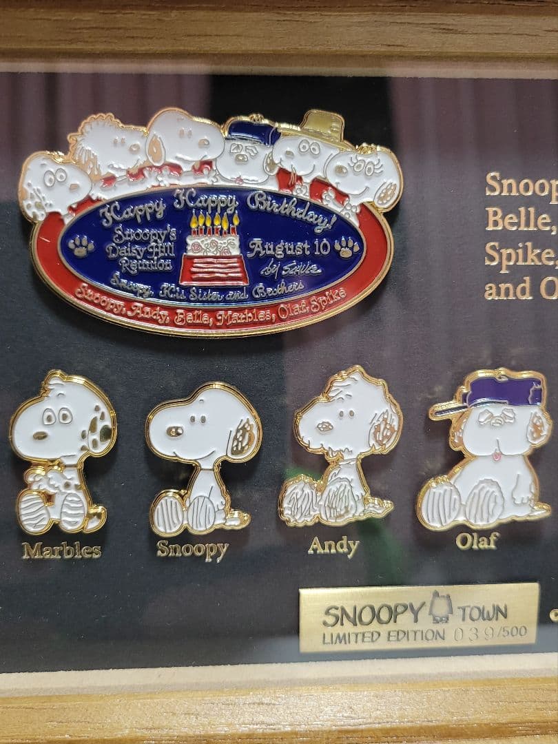 ＊*様 スヌーピータウン バースデイ記念フレーム ピンバッジセット限定500 シ