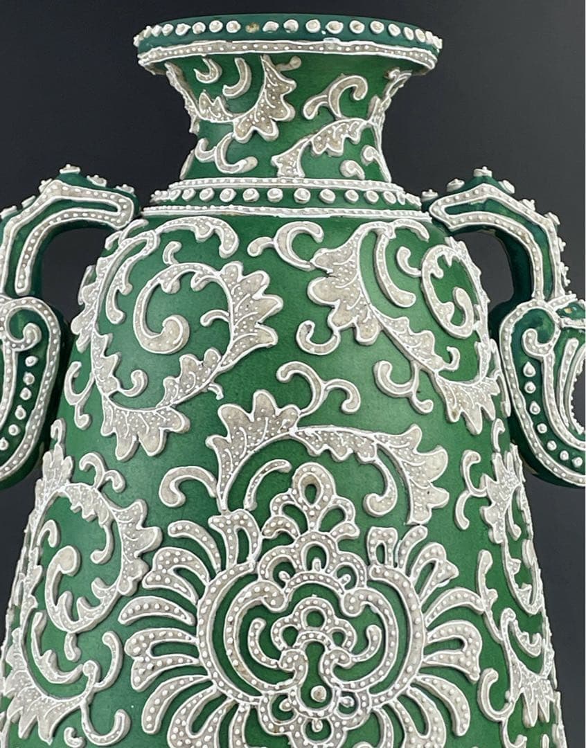 【大型３６．５㎝】オールドニッポン アールヌーボー 一陳盛り 花瓶 真珠盛り