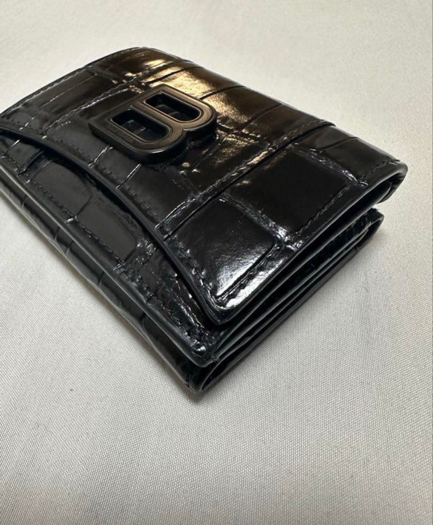 BALENCIAGA 三つ折り財布 ブラック(クロコ型 ユニセックス)