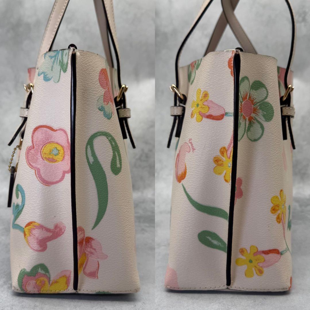 COACH コーチ ショルダーバッグ 2way PVC 花柄 クロスボディ 白