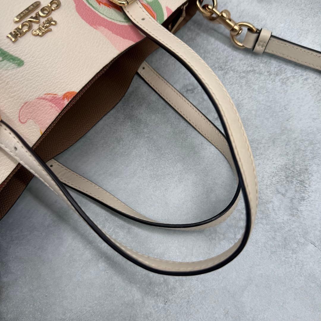 COACH コーチ ショルダーバッグ 2way PVC 花柄 クロスボディ 白