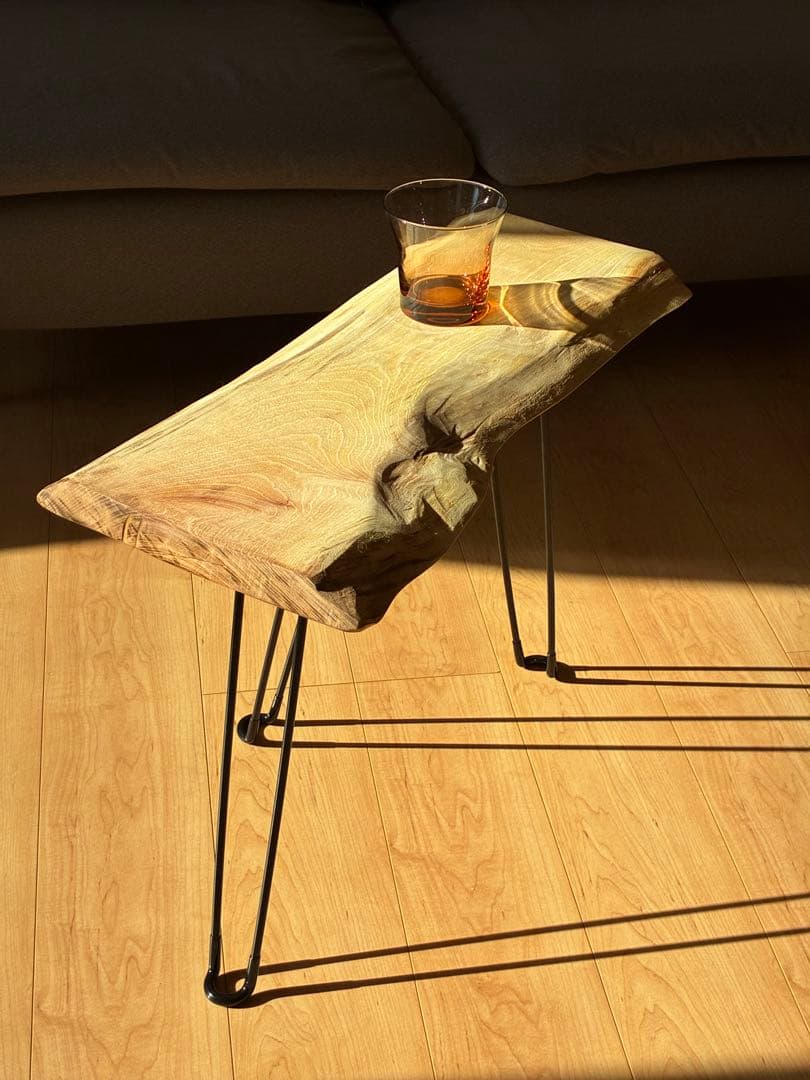 樹齢350年】滋賀県産 欅（けやき）天然国産無垢一枚板 サイドテーブル