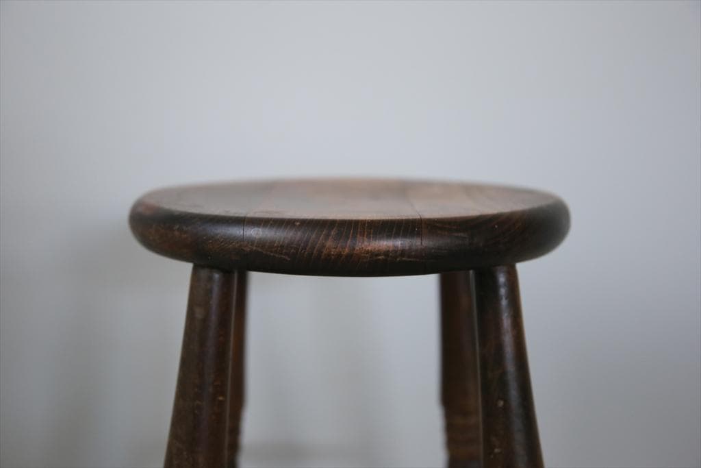 英国アンティーク木製スツール/丸椅子イス/踏み台/腰掛け/飾り棚(91-51)