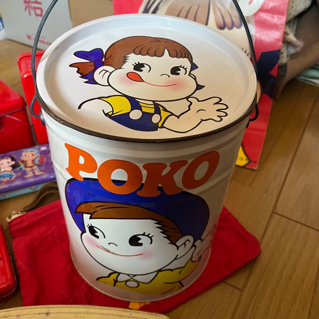 ペコちゃん　レトロ　ブリキ　空缶　紙袋　ポーチ