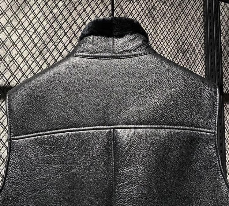 新品限定/メンズ用● 極上ラムファーのダブルフェイス裏地 ベスト黒 毛皮ファー